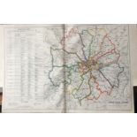 Bacons Rare Vintage London Suburbs London Police Divisions & Railways Map
