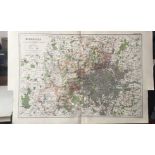 Bacons London & Suburbs Rare Vintage Map Middlesex London Windsor Etc.