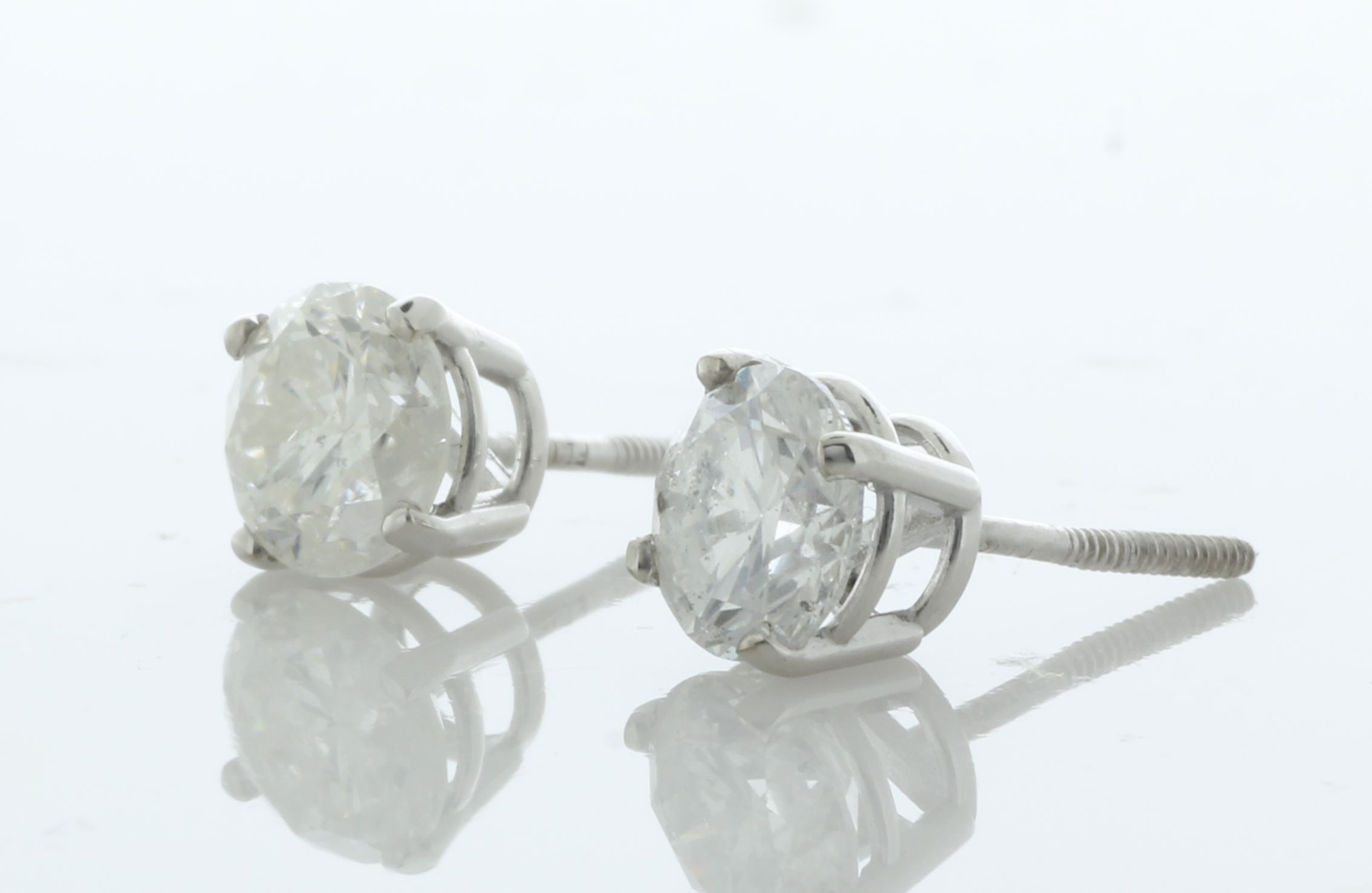 18ct White Gold Single Stone Gallery Set Diamond Earring 1.60 Carats - Image 2 of 4