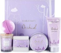 New Packaged Body & Earth Orchid Bath Gift Set. Orchid Scent: Infused