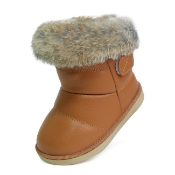 Baby Girls Soft Leather Booties Winter Snow Boots Kids Cute Pu Warm Fur Outdoor Boots Size 9