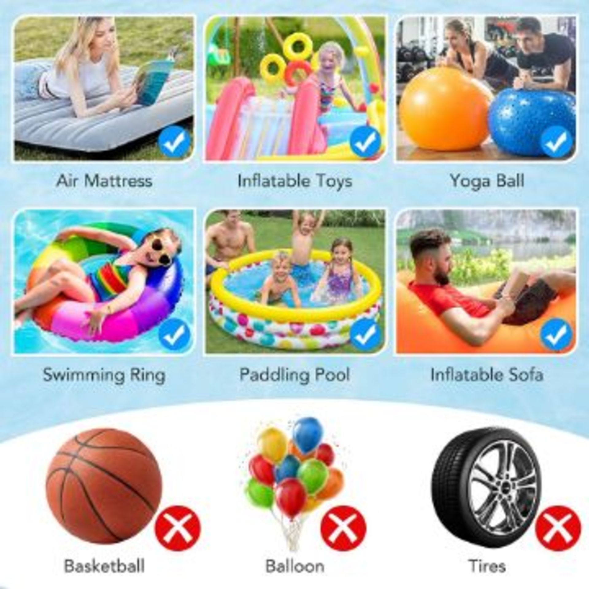 Yivar Electric Air Pump - Portable Air Pump for Inflatable Wireless Electric Air - Image 2 of 2