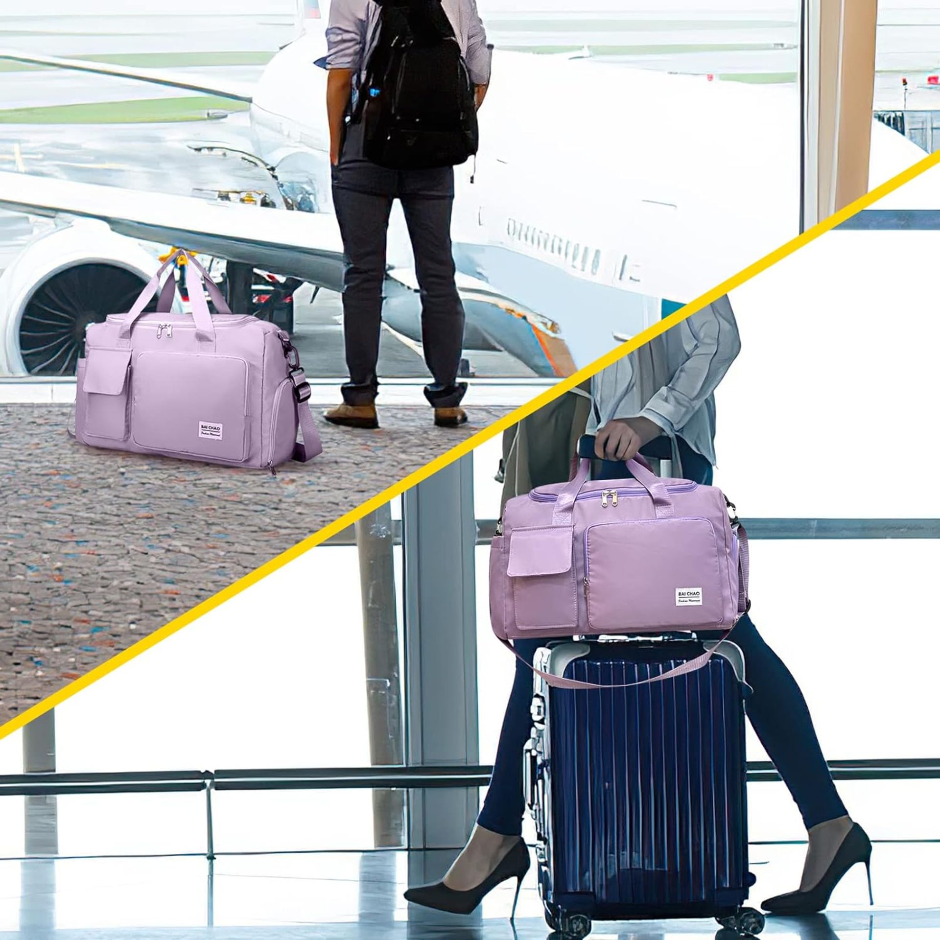 Sports Gym Bag with Wet Pocket & Shoe Compartment Waterproof Weekend Travel Bag Overnight Bag - Image 3 of 4