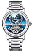 MENS HELMA DH AUTOMATIC WORLD VIEW WATCH - BLUE DIAL