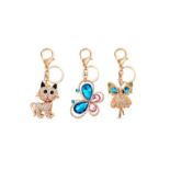 New! Set of 3 Multi Colour Austrian Crystal Enamelled Keychains