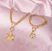 New! 2 Piece Set - Periwinkle Floral Bracelet and Necklace
