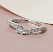 New! Diamond Ring In Platinum Overlay Sterling Silver