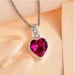 New! Fuchsia Austrian Crystal In Sterling Silver