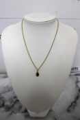 Pre Owned Stamped 750 18ct Gold Emerald Necklace