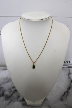 Pre Owned Stamped 750 18ct Gold Emerald Necklace