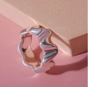 New! Sterling Silver Wavy Band Ring
