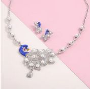 New! 2 Piece Set - White Austrian Necklace & Earrings (See Description)