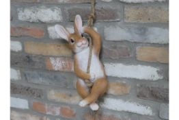 Hanging Rabbit on a Rope Garden/Home Ornament