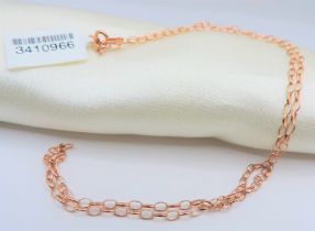 18"" Rose Gold Sterling Silver Oval Link Chain Necklace New with Gift Pouch