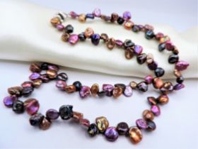 Multi Colour Freshwater Pearl Necklace Silver Clasp New with Gift Pouch