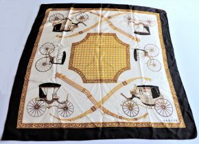 Vintage Jaeger Hermes Style Silk Scarf  Hand Rolled and Stitched