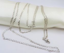 34"" Sterling Silver Flat Curb Link Chain Necklace New with Gift Pouch