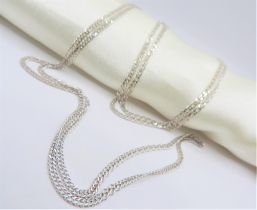 34"" Sterling Silver Flat Link Chain Necklace New with Gift Pouch