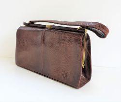 Vintage Mappin & Webb Brown Lizard Skin Handbag