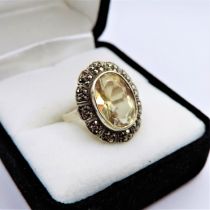 Vintage Sterling Silver 5ct Solitaire Citrine Ring