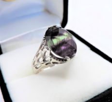 Sterling Silver Bi-colour Amethyst Tourmaline Ring 6cts New with Gift Box