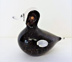 Signed Wedgwood Speckled Glass Duck c. 1970's