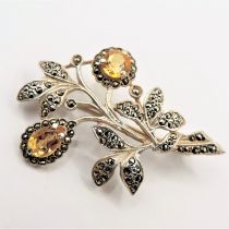 Vintage Sterling Silver Citrine Brooch 1.90 cts - Includes a Gift Box