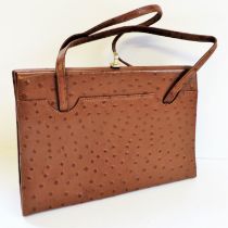Vintage Hamilton Ostrich Skin Leather Handbag