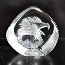 Signed Mats Jonasson Eagle Chick Paperweight 2001 Collectors Society