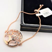 Rose Gold on Silver Swarovski Tree of Life Bracelet New with Gift Pouch