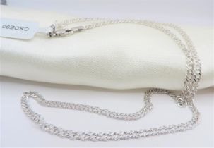 18"" Sterling Silver Flat Link Chain Necklace New with Gift Pouch