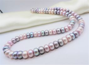 Multi Colour Freshwater Cultured Pearl Necklace 18"" Silver Clasp New with Gift Box