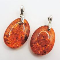Artisan Sterling Silver Chunky Baltic Amber Drop Earrings with Gift Pouch