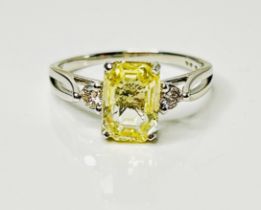 Beautiful Unheated Untreated Natural Ceylon Yellow Sapphire Diamonds & Platinum