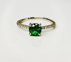Beautiful Natural Emerald Ring With Natural Diamonds & Platinum