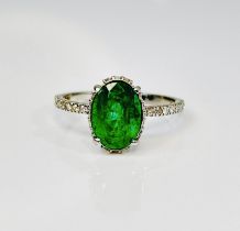 Beautiful 1.98 CT Natural Emerald Ring With Natural Diamonds & Platinum 950