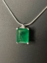 Beautiful 2.34 CT Natural Emerald Pendant With Diamonds & Platinum 950