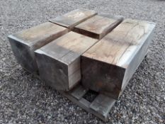 4 x Hardwood Air Dried Sawn English Oak Blocks / Beams