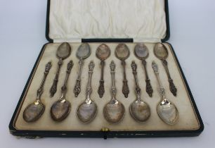 Cased Set of 12 Apostle Spoons By Charles Wilkes 1914