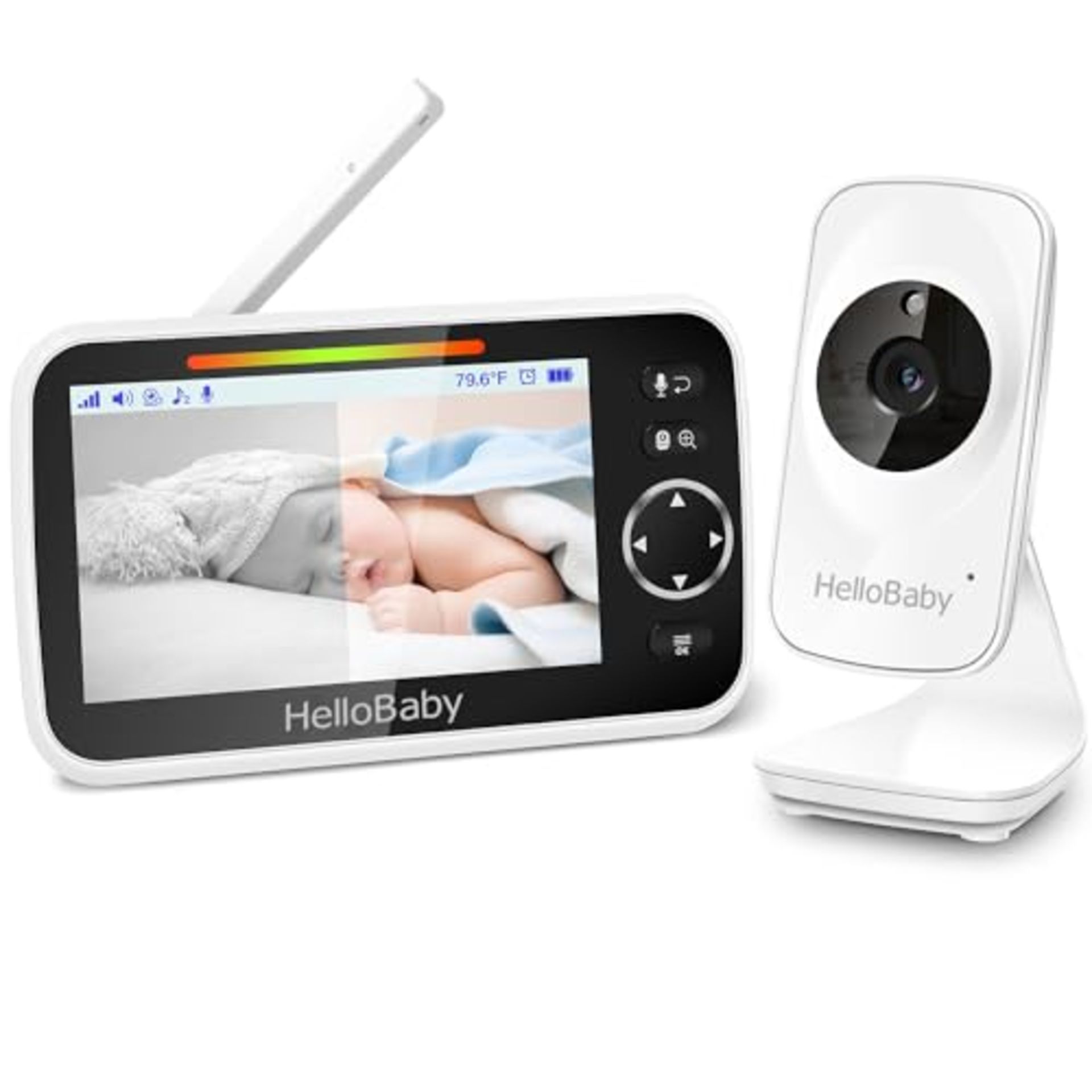 HelloBaby Baby Monitor,30 Hour Battery Life, 5'' Color LCD Screen,Baby Monitor With Camera and Au...