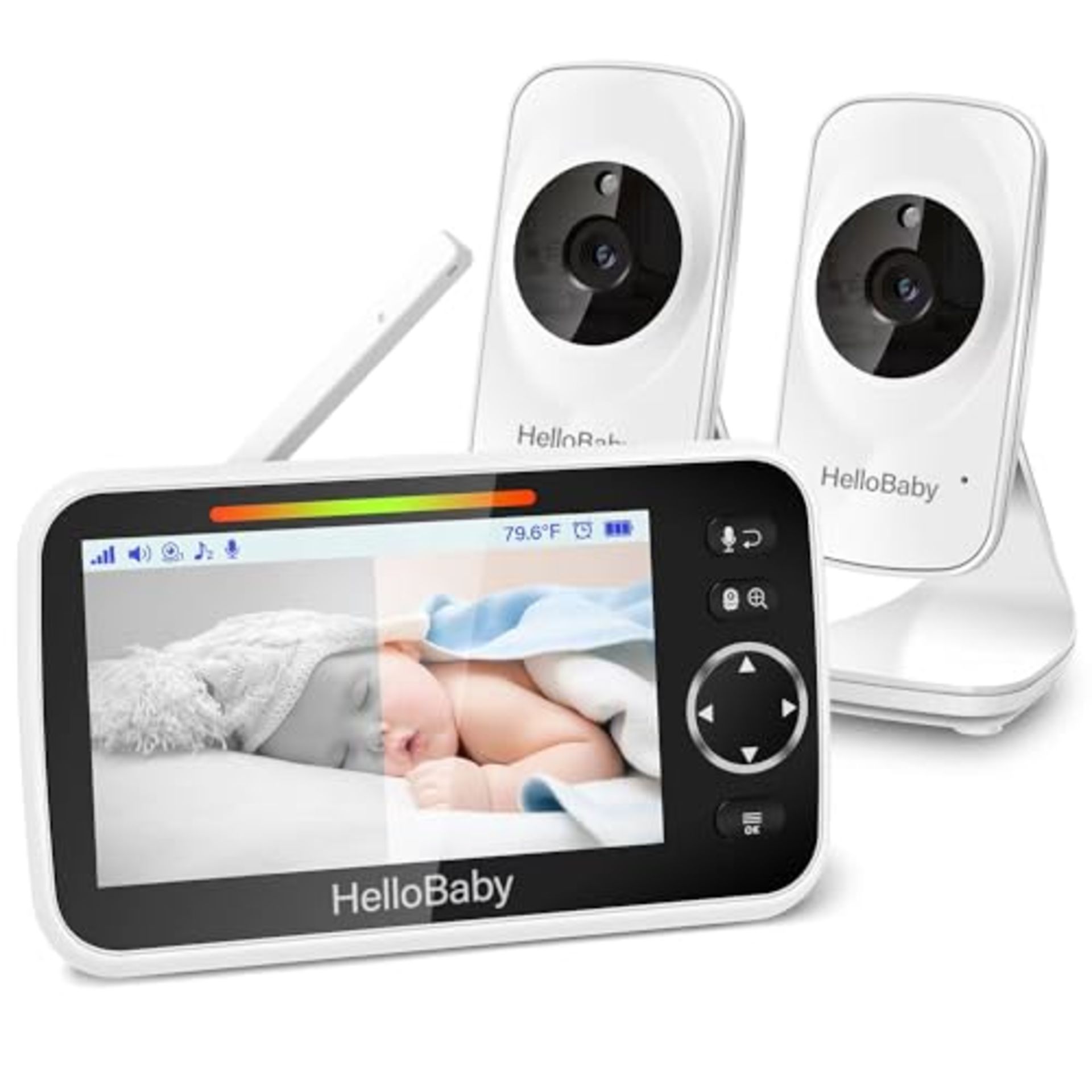 HelloBaby 5" Baby Monitor, 2 Cameras Baby Monitor With Cameras and Audio, VOX Mode, Night Vision,...