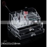 Cosmetic Organizer Clear Acrylic Makeup 2 Drawers Holder Case Box Jewelry Storage LX-8254