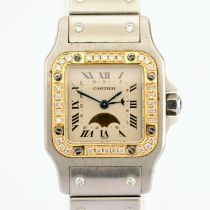Cartier / 119902 Santos Galbee Diamond Bezel & Bracelet - Lady's Gold/Steel Wrist Watch