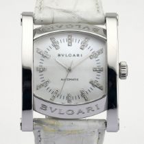 Bvlgari / AA44S Diamond Mother of pearl dial - Gentlemen's Steel Wristwatch