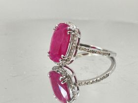 Natural Burma Ruby 4.12 Ct With Natural Diamonds & 18k Gold