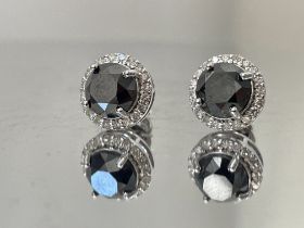 Beautiful Natural 3.84 CT Black Diamond Earrings Natural Diamonds & 18k Gold