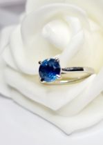 1.70ct Unheated Natural Sapphire Platinum Ring