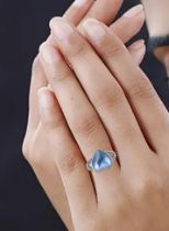 New! Blue Mabe Pearl Heart Ring