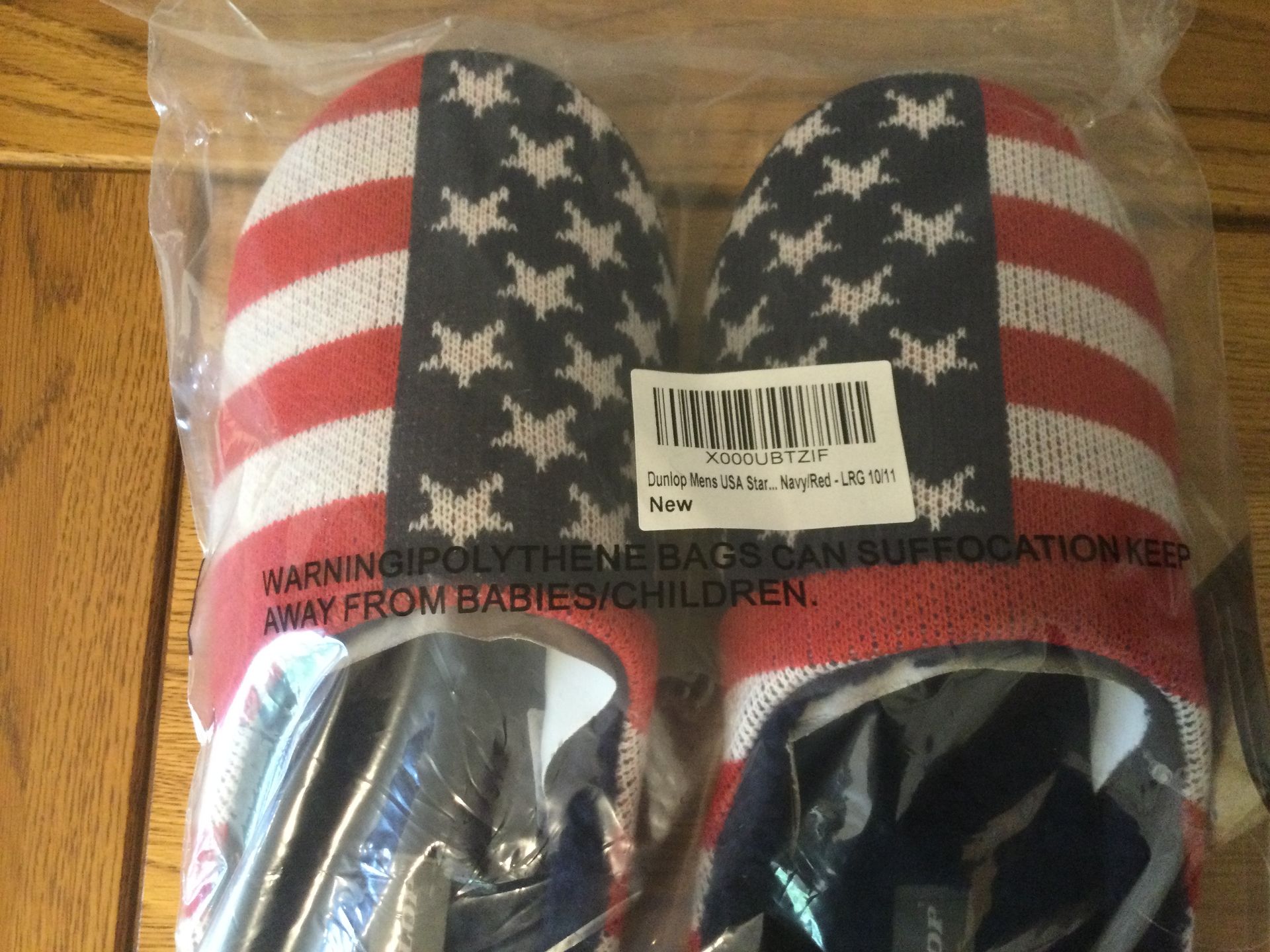 Job Lot 10 x Pairs Men's Dunlop, “USA Stars and Stripes” Memory Foam, Mule Slippers, Size L (10/1... - Bild 6 aus 7