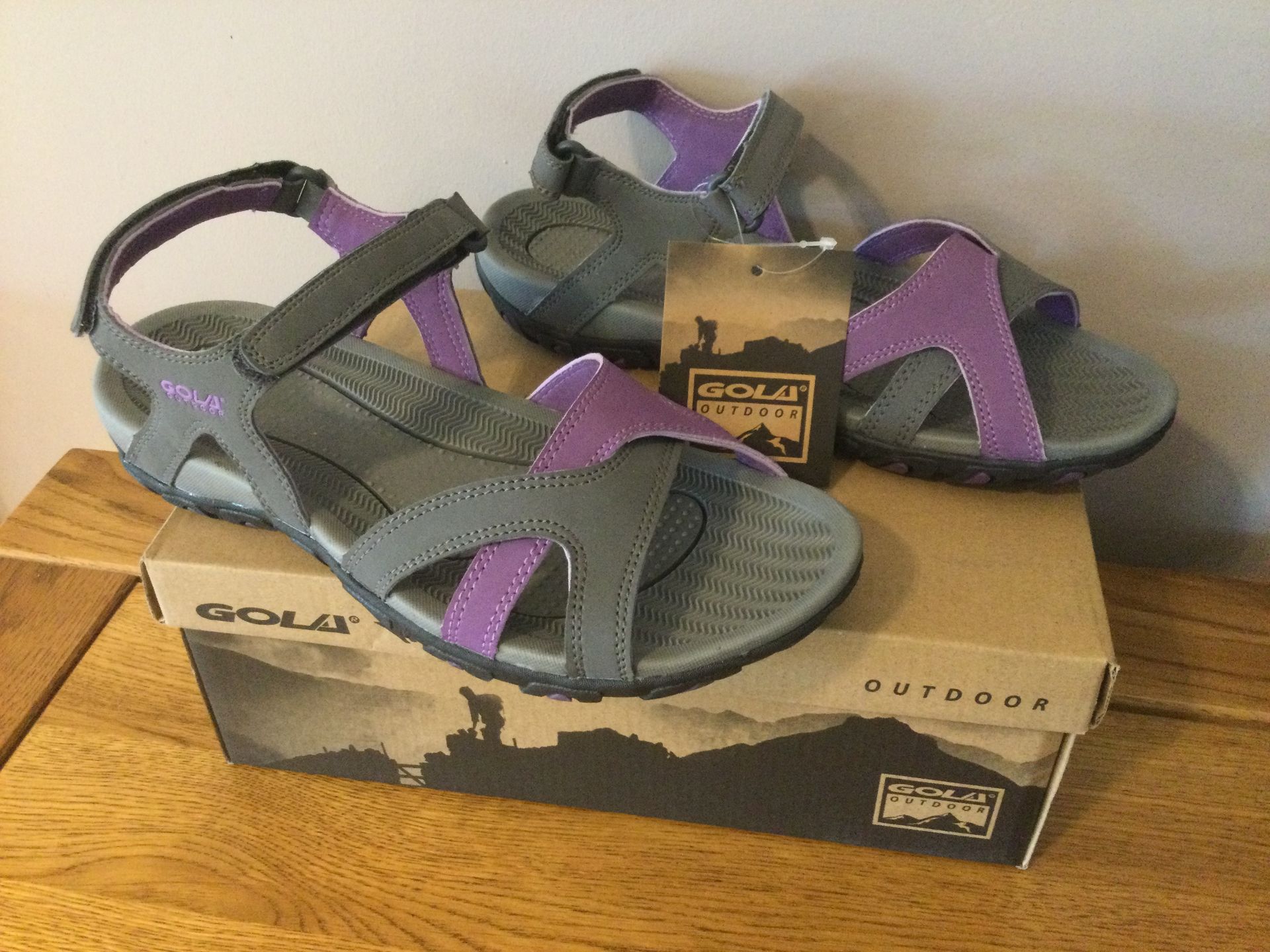 Gola Women's “Cedar” Hiking Sandals, Grey/Purple, Size 7 - Brand New